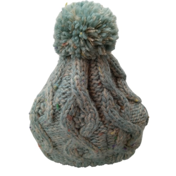 Burton Pom Beanie Knit Hat Cable Knit Multicolor Accent Women's One Size Winter - Picture 1 of 7